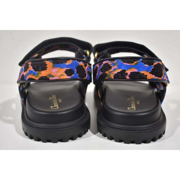 Christian Dior Act Dway Mizza Black Silk Gold Logo Strap Flat Dad Sandal 37 - Picture 11 of 12